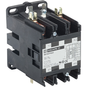 Schneider Electric Definite Purpose Contactor; 50A; 208 - 240VAC Coil Voltage; 2-Pole; 2 NO; Open Type; Panel Mount
